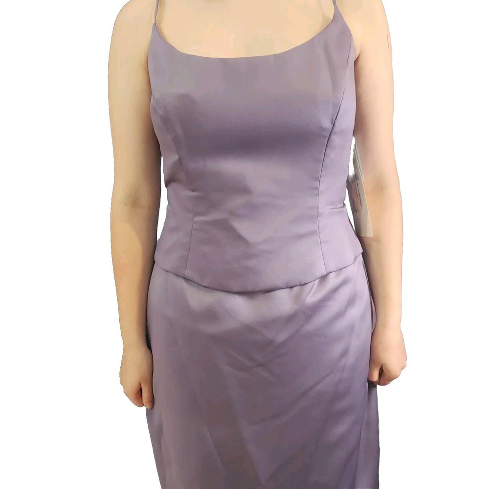 Vintage Alfred Angelo Lavender Lilac 2 Piece Bridesmaid Dress Top Sz 12 Skirt 14